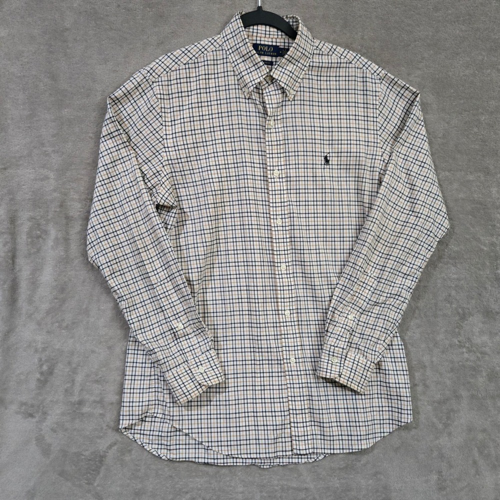 Polo Ralph Lauren Button Down Shirt Men Medium Classic Fit Plaid Preppy Academic